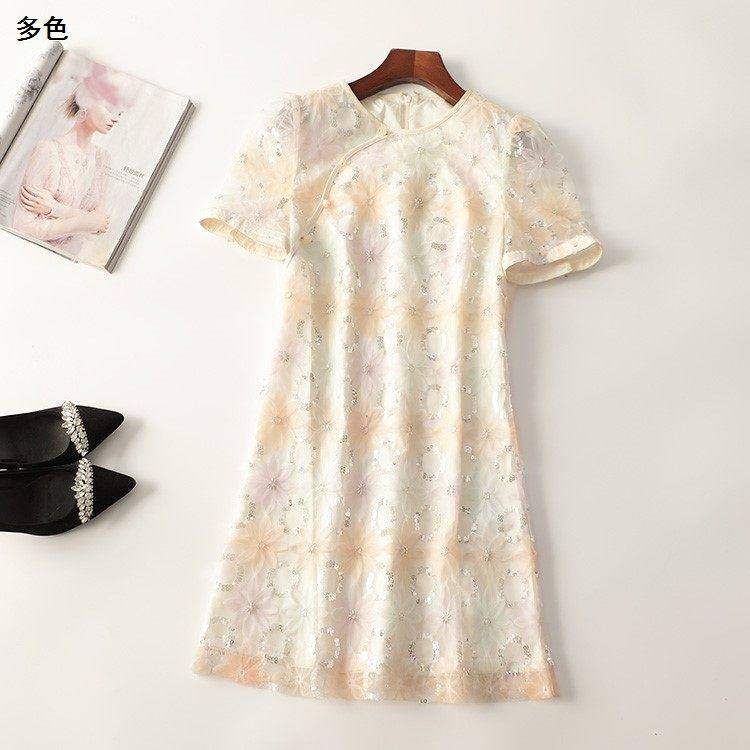 245517 夏连衣裙 深圳女亮片长款短袖圆领,女装/女士精品,连衣裙,淘宝优惠券,粉丝福利购,淘宝优惠卷