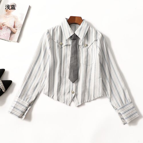 414789 秋衬衫 女短款长袖单排扣.M.L.XL