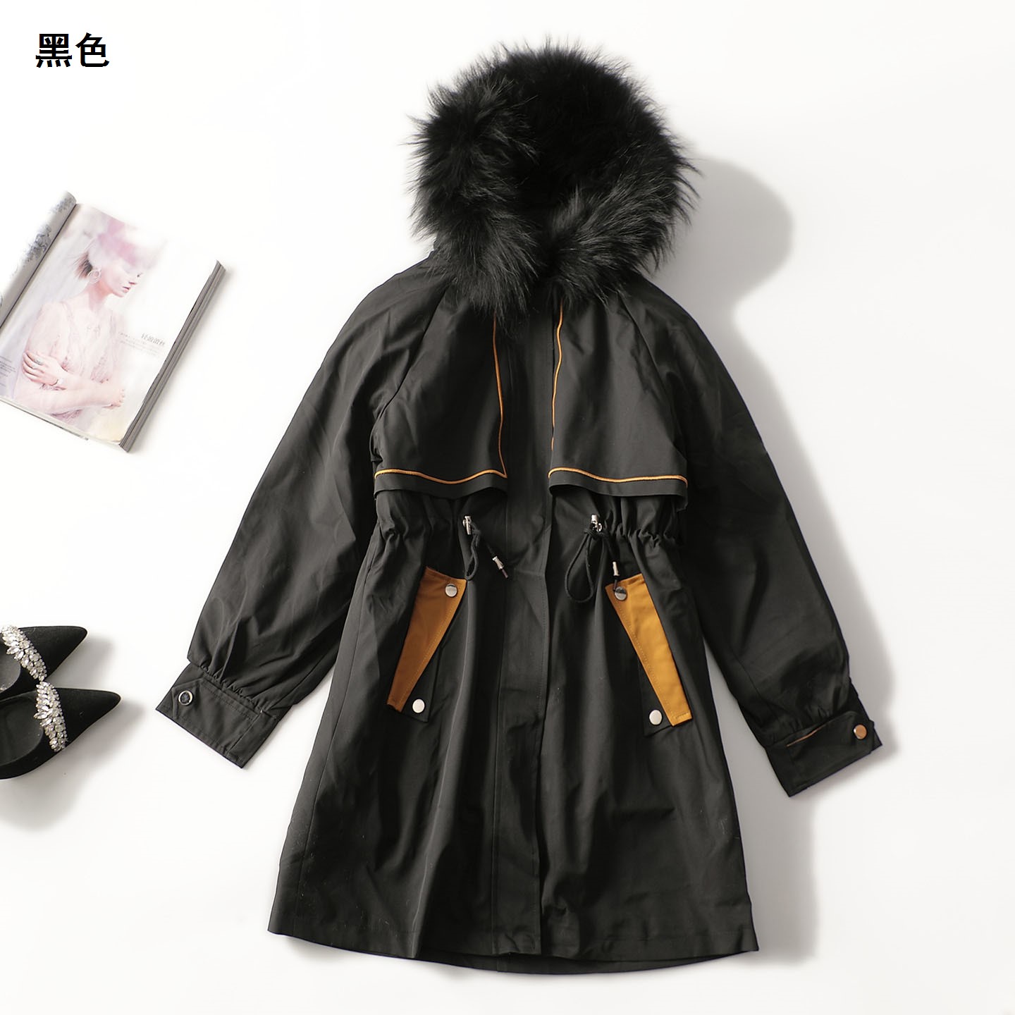 247732 冬派克服 女免毛内胆长款长袖暗扣