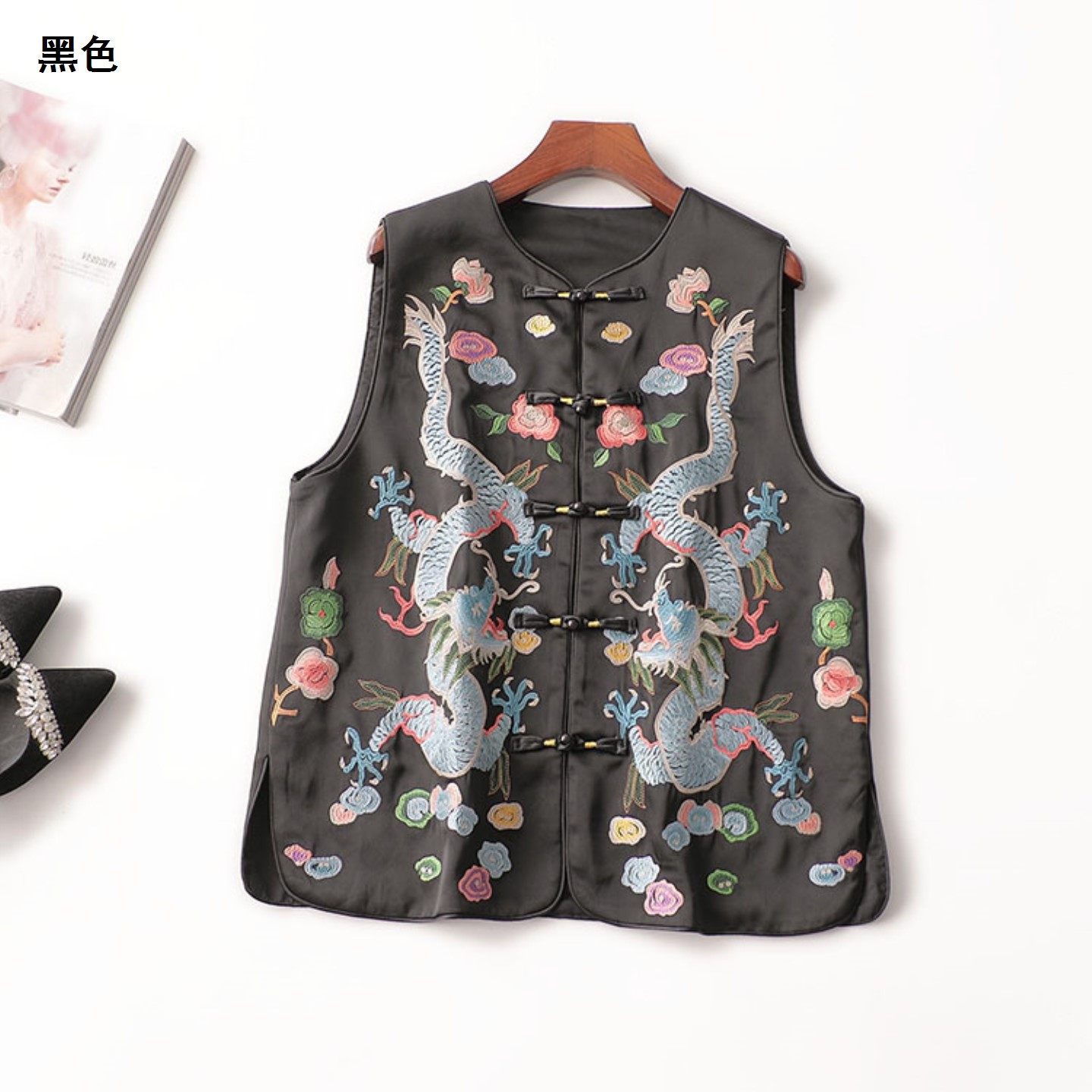 242426 秋中长款圆领无袖绣花盘扣国风马夹,女装/女士精品,马夹,淘宝优惠券,粉丝福利购,淘宝优惠卷