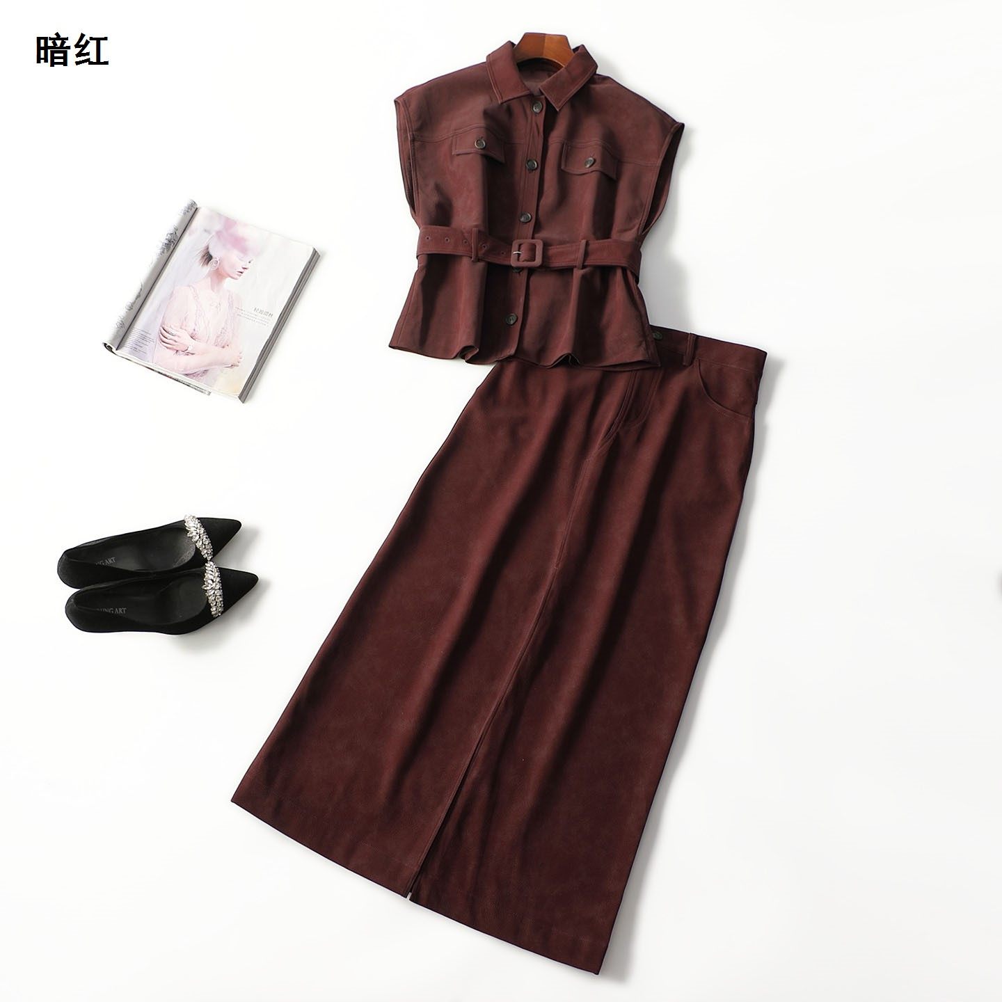 413050 秋长款单排扣无袖马夹半身裙套装,女装/女士精品,时尚套装,淘宝优惠券,粉丝福利购,淘宝优惠卷