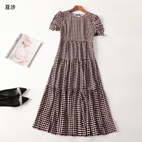 245860 夏连衣裙 女加长款短袖圆领.M.L.XL