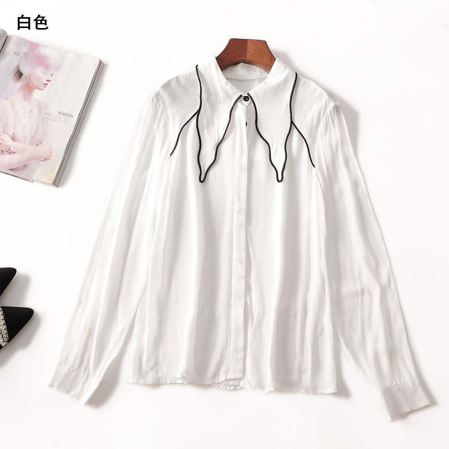 412004 秋人棉衬衫 女中长款长袖单排扣清仓