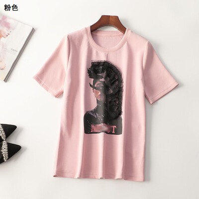 245525南油轻奢高端欧洲站高货女装夏中长款圆领短袖T恤