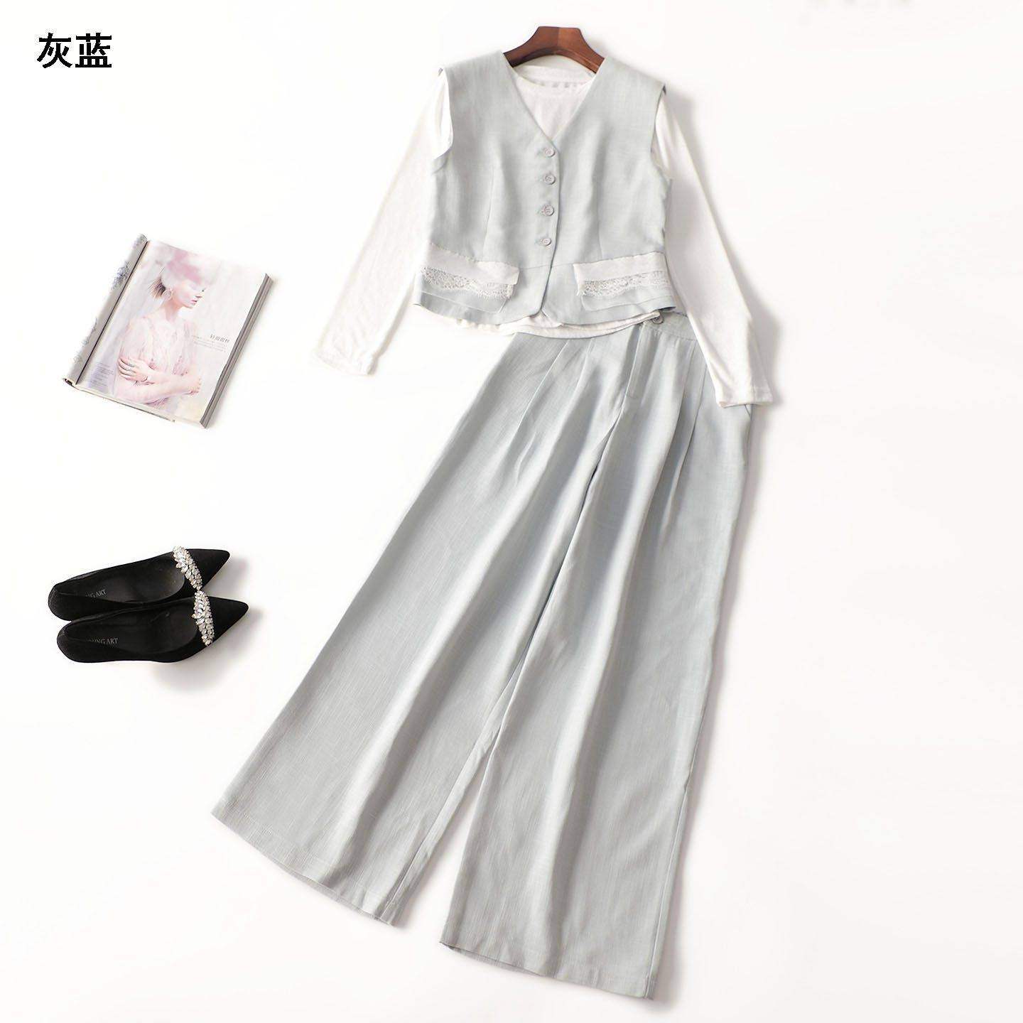 246801 秋粘胶马夹裤子套装 女五分长袖单排扣清仓,女装/女士精品,时尚套装,淘宝优惠券,粉丝福利购,淘宝优惠卷