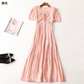 V领五分袖 409491 天丝夏加长款 连衣裙