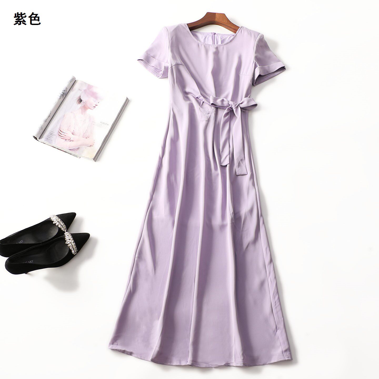248567 夏连衣裙 女加长款短袖套头.S.M.L.XL.2XL