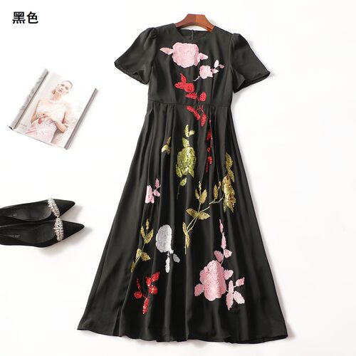 414308 夏连衣裙 深圳女加长款短袖套头.S.M.L.XL.2XL