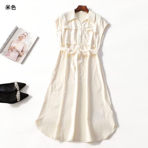 414082 夏连衣裙 女加长款无袖套头.S.M.L.XL