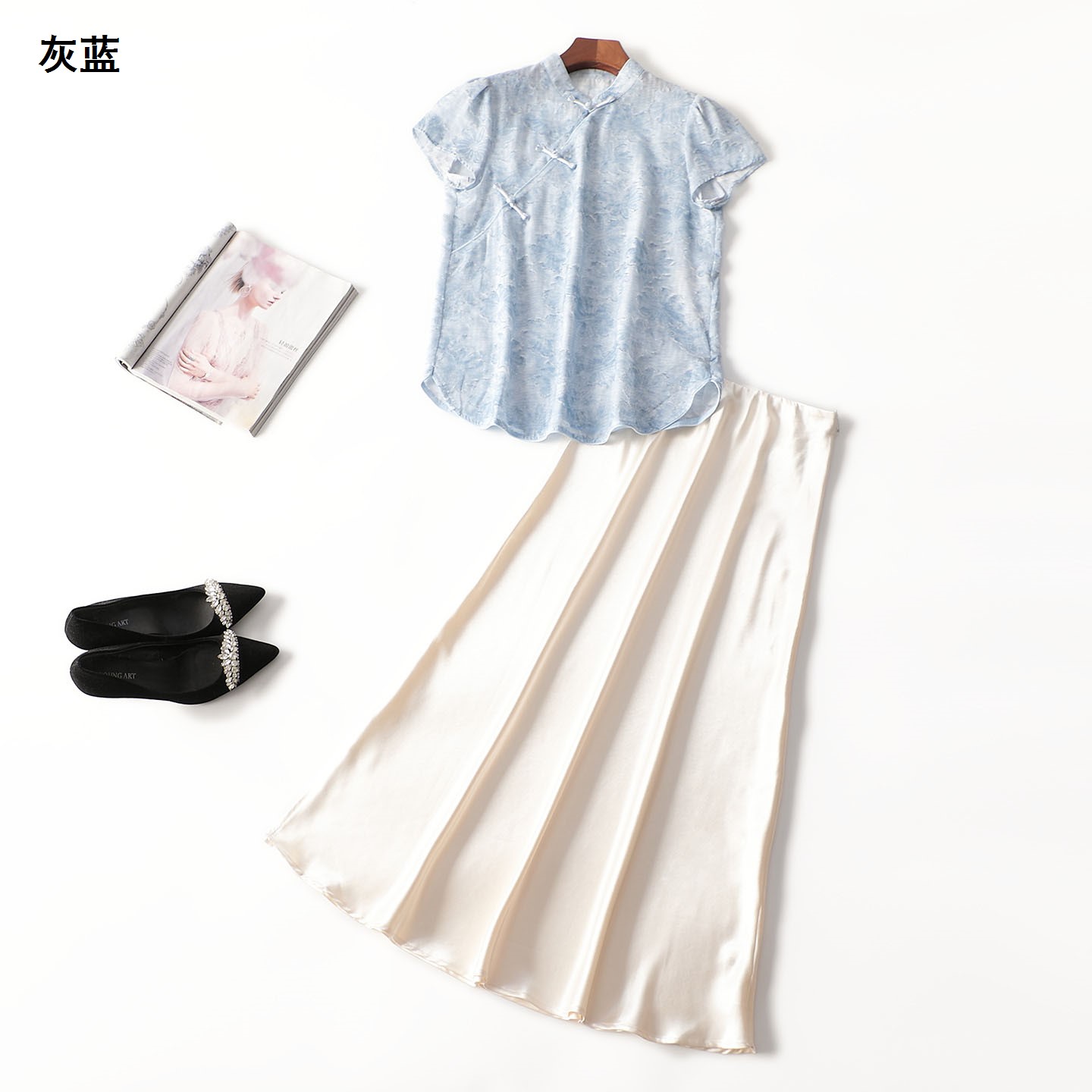 246177 夏上衣半身裙套装 女长款短袖套头现货