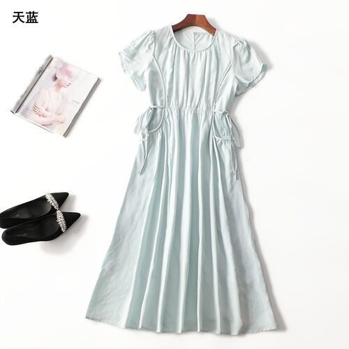411934 夏连衣裙 女加长款短袖圆领.M.L