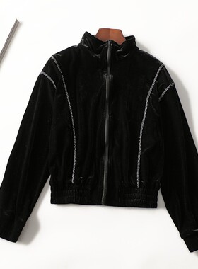 247700 秋短款拉链九分袖外套