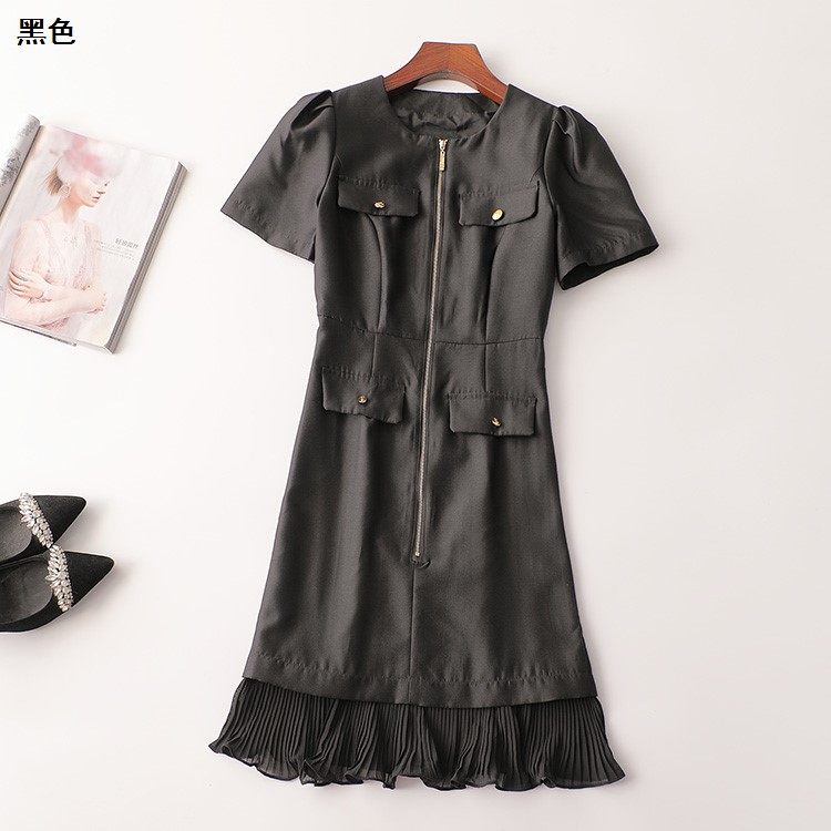 242869 夏长款圆领短袖连衣裙