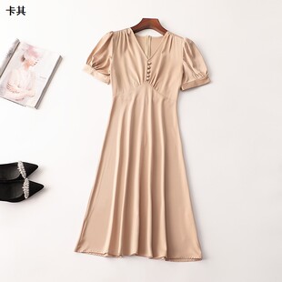连衣裙 V领短袖 242767 夏加长款