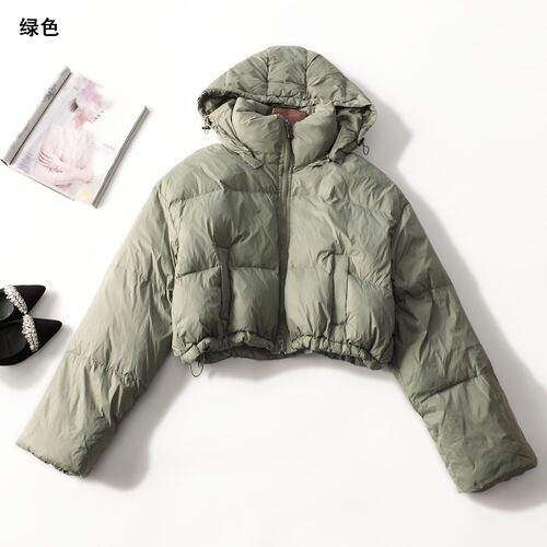 412813清货超值女装小个子90白鸭绒冬季面包服短款连帽长袖羽绒服