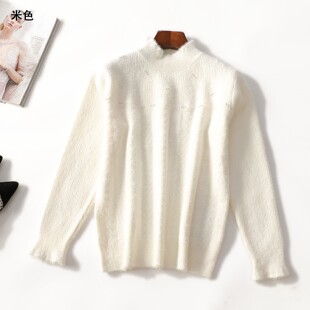 415077新款女装26年秋季仿金貂针织衫暖和中长款套头长袖毛衣