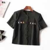 411741 V领现货 短袖 夏外套 深圳女中长款