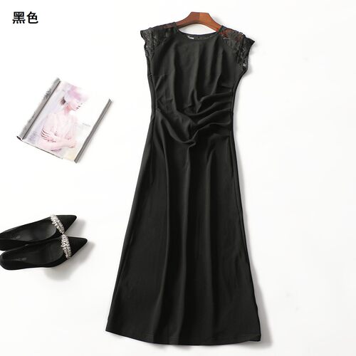 248446 夏连衣裙 女加长款短袖套头.M.L.XL