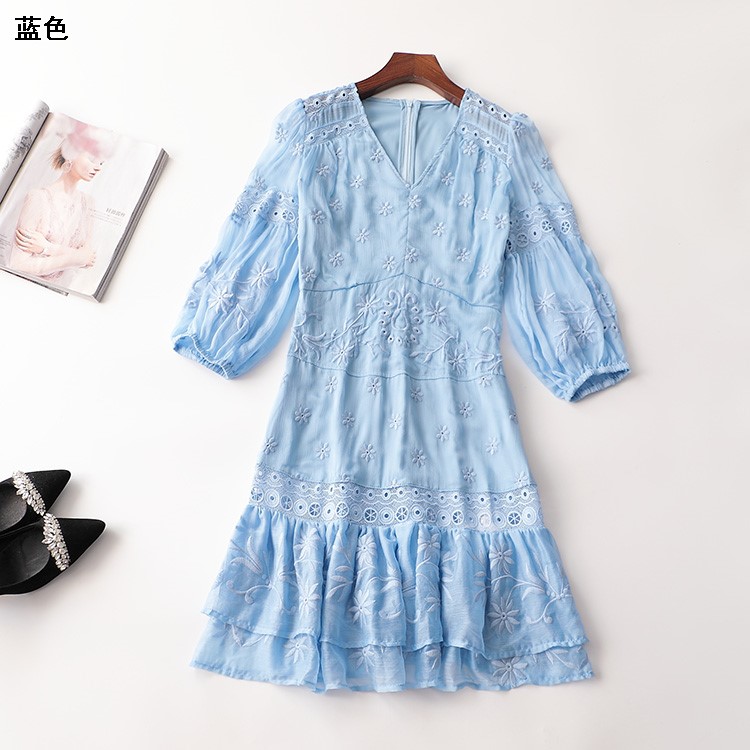 242262 秋连衣裙 深圳女长款九分袖V领断码清仓