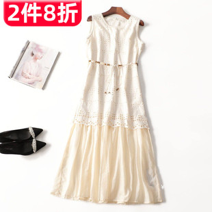 无袖 女加长款 圆领现货 夏天丝连衣裙 246094