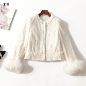 247706强烈推荐高档轻奢新款25冬季狐狸毛短款暗扣长袖羽绒服