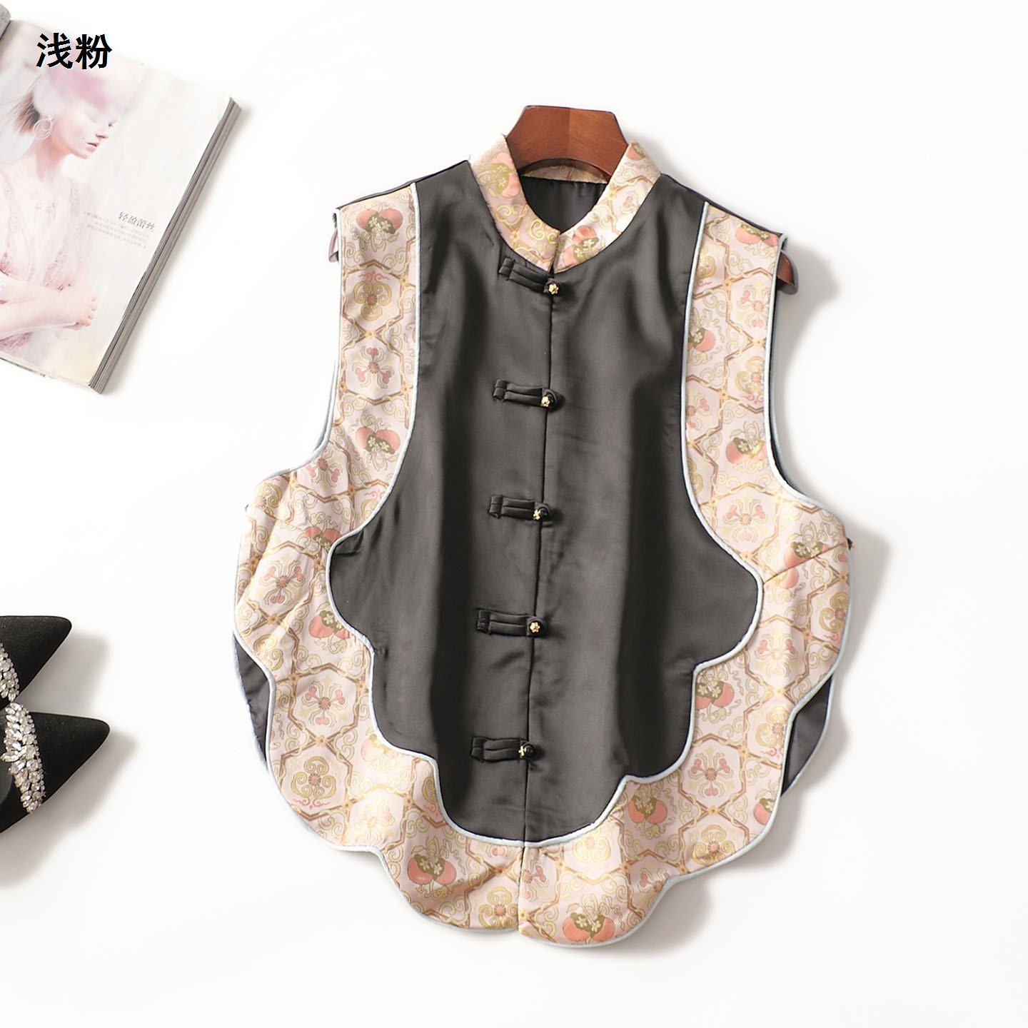 246867 秋马夹 女中长款无袖单排扣