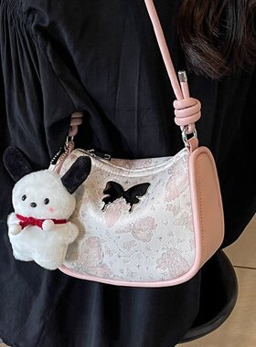 2026春季新款PU2025年夏季均码带挂件小方包拉链斜挎包日常女包