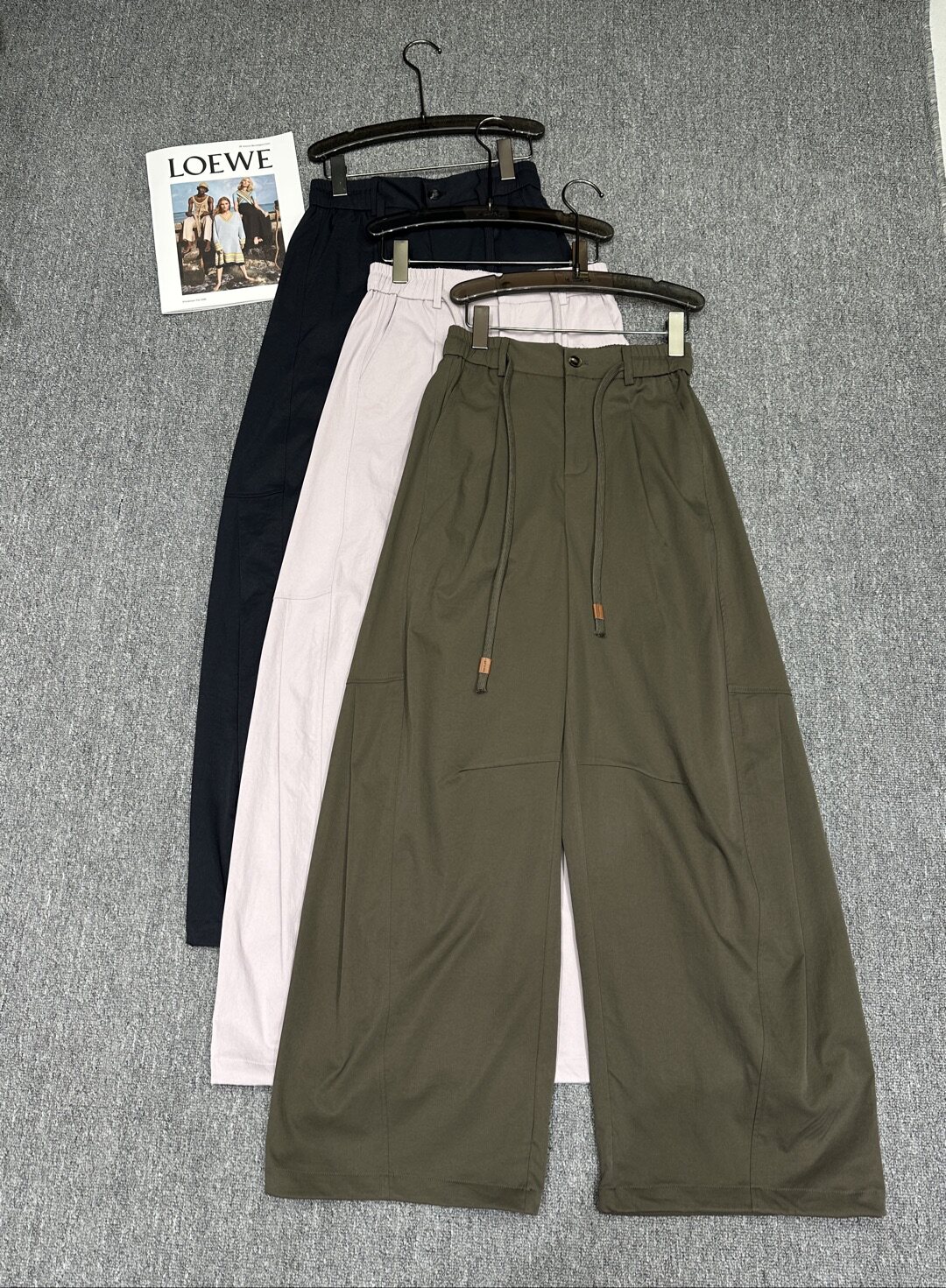 南油正品2026春新款松紧腰围设计宽松百搭显瘦直筒阔腿休闲工装裤