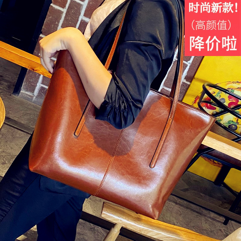 品牌真皮包包女士单肩大包2025新款复古牛皮女包大容量时尚手提包