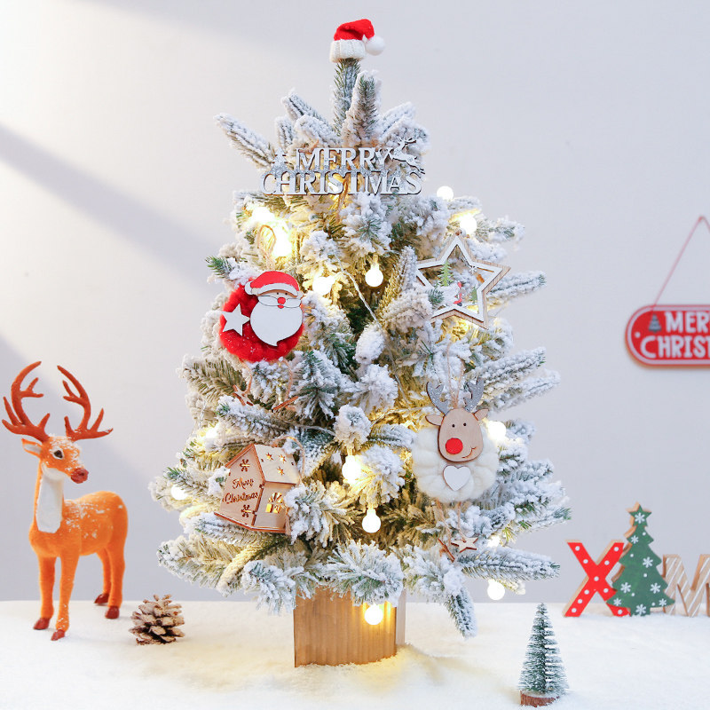 白色落雪桌面圣诞树套装
