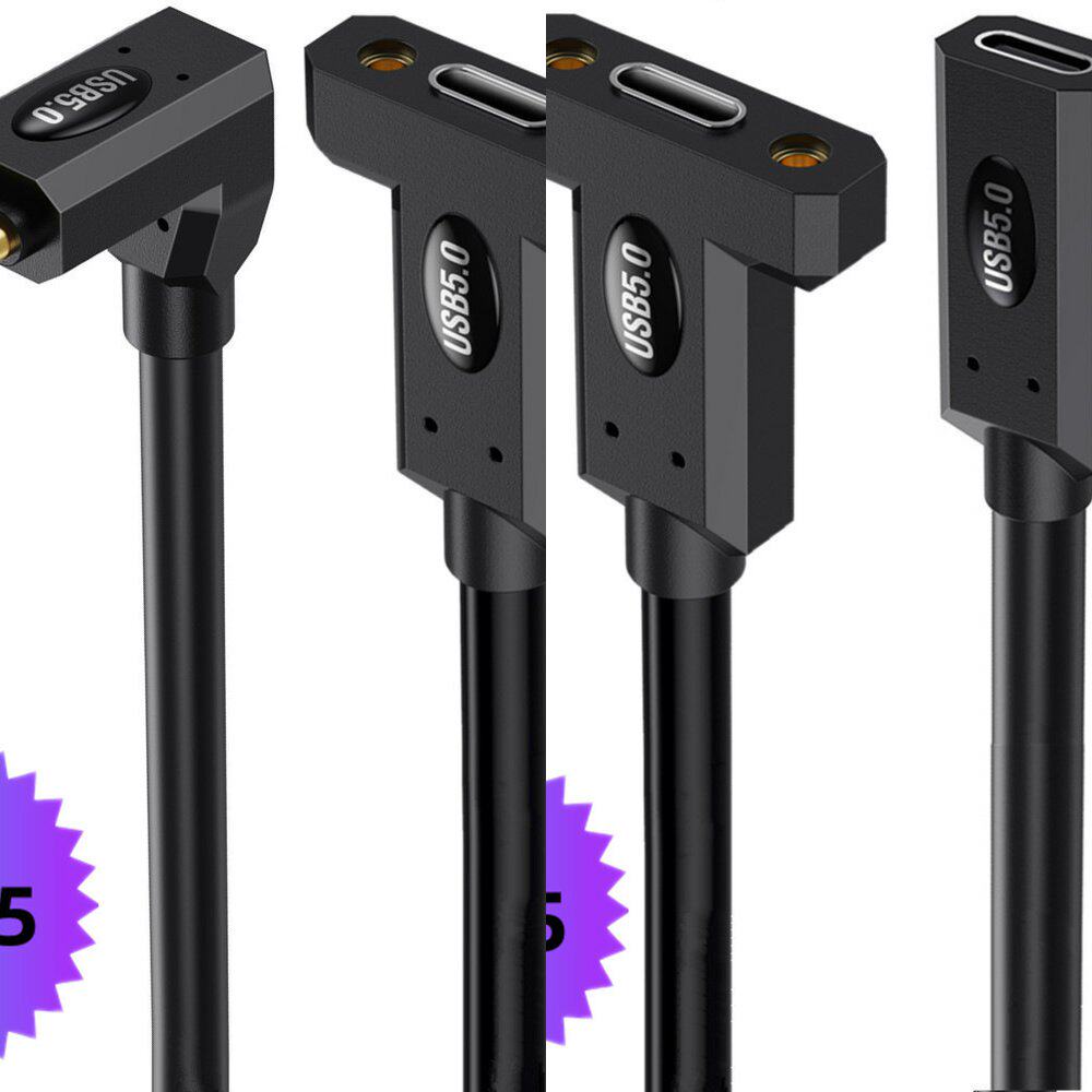 usb5type-c公母带耳朵螺丝固定面板延长线16K60HZ雷电多功能240W