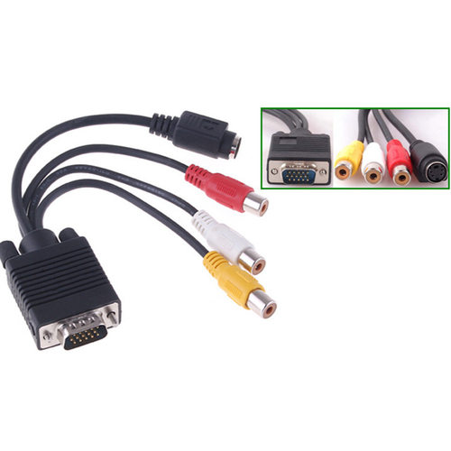 VGA转S端子线+3个RCA线(AV线)/ VGA转S-VIDEO端子线VGA to AV