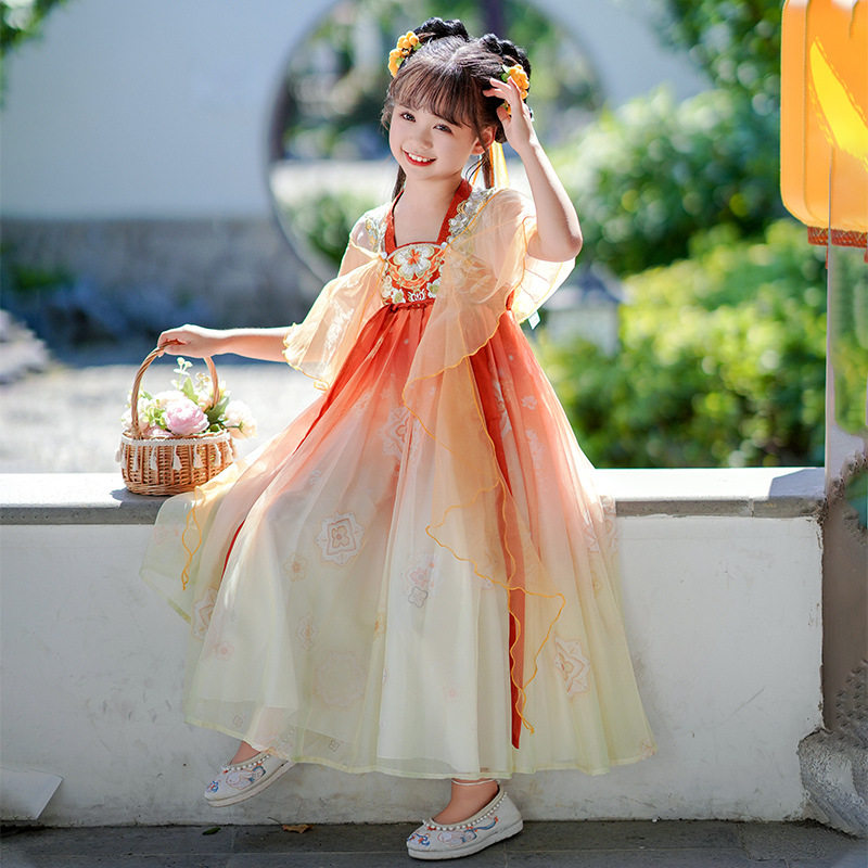 女童汉服夏季新款樱花季古装拍照中国风夏季襦裙小女孩超仙公主