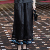 中国风妈妈装 静远 三重门2026真丝提花香云纱刺绣精美阔腿休闲裤