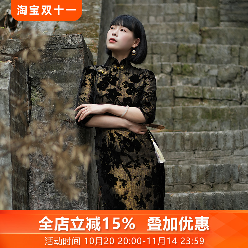 原厂传统高端七分袖纯手工盘扣女