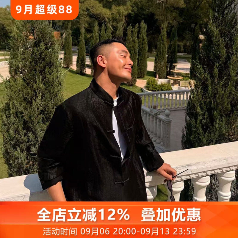 桑蚕丝中式盘扣外套夏季男装唐装图片