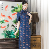 旗袍气质款 传统真丝宋锦复古长款 中国风 三重门2026夏季 五彩翟鸟