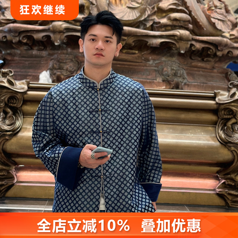 复古盘扣宋锦真丝唐装三重门