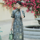 金韵流转 高端 三重门35姆米非遗宋锦正宗京派旗袍气质国风新中式