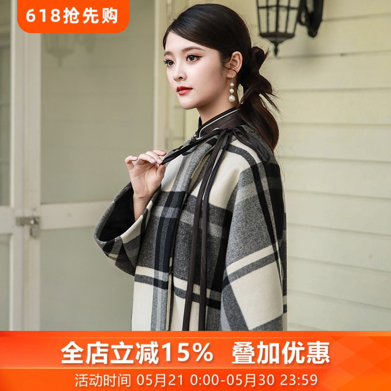 依恋三重门2026新款中式毛呢外套女冬高级大衣中长款复古呢子改良