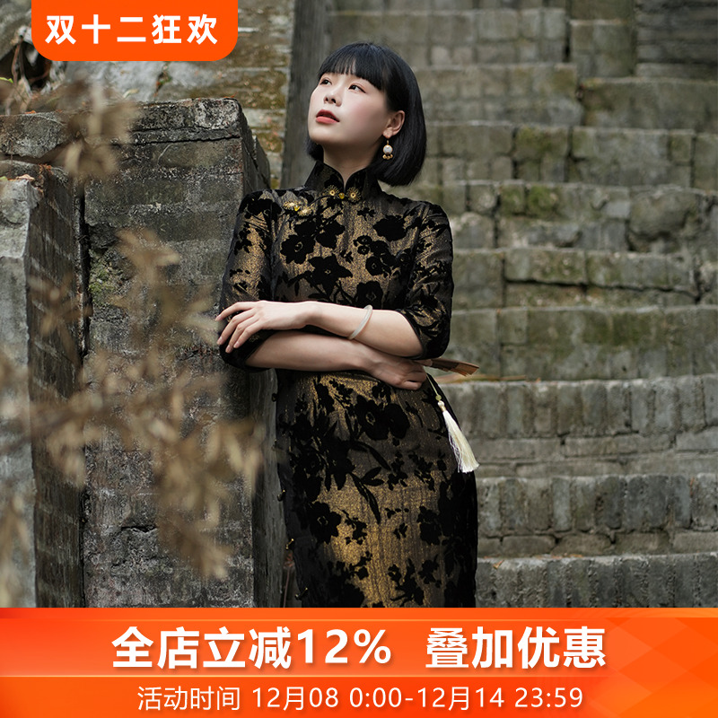 原厂传统高端七分袖纯手工盘扣女