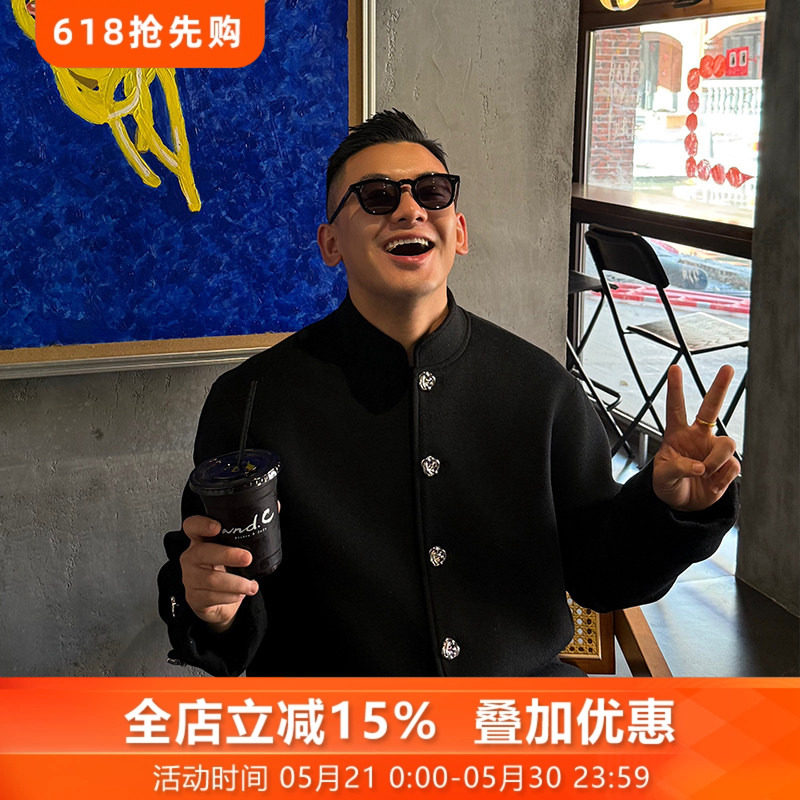 君墨三重门2026年新款秋冬真丝毛呢保暖夹克新中式唐装外套改良男