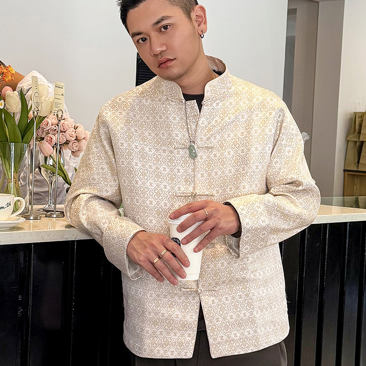 定胜三重门2026年非遗宋锦唐装外套织金盘扣上衣高级男士商务真丝