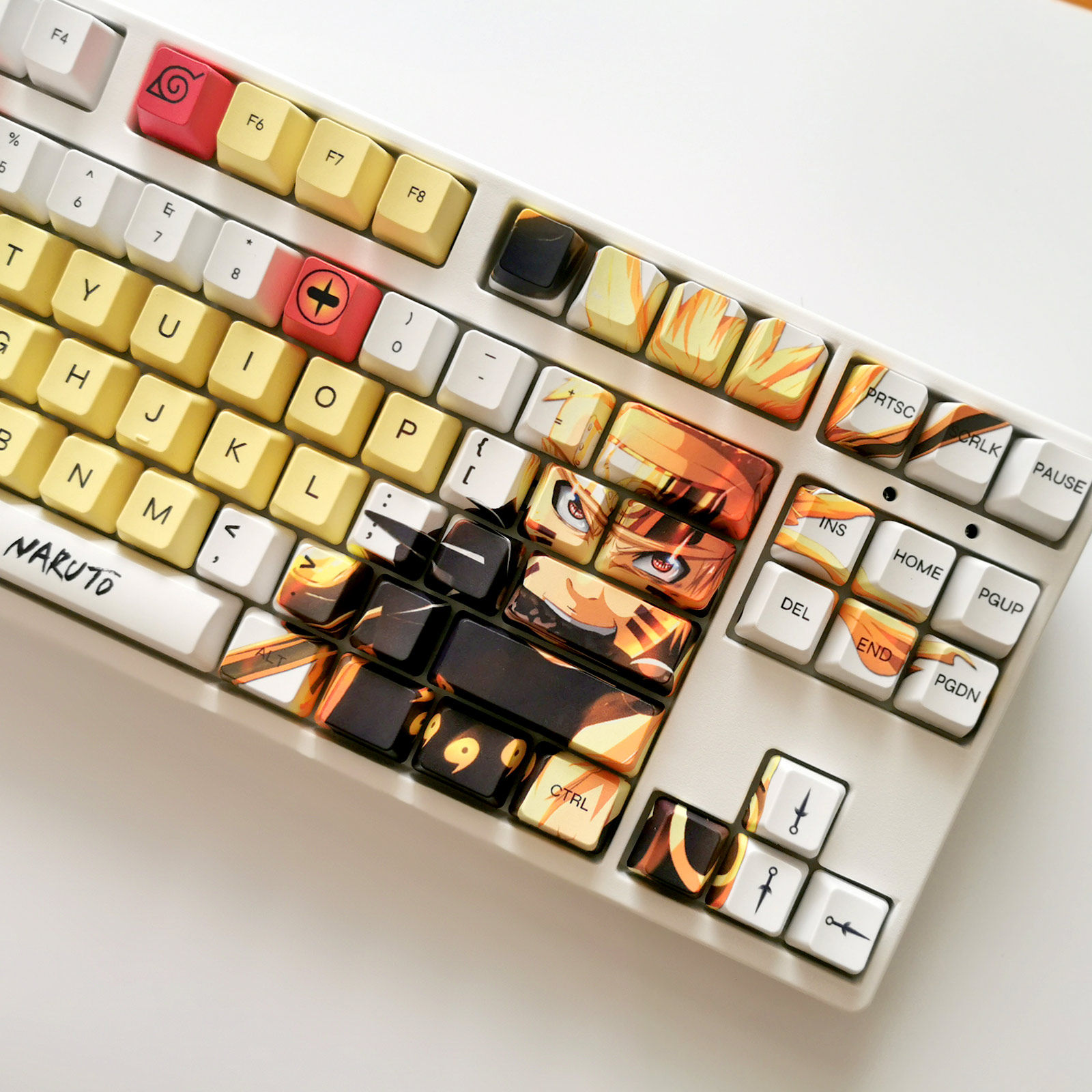 火影鸣人主题键帽周边pbt热升华二次元耐磨oem高度108键配列