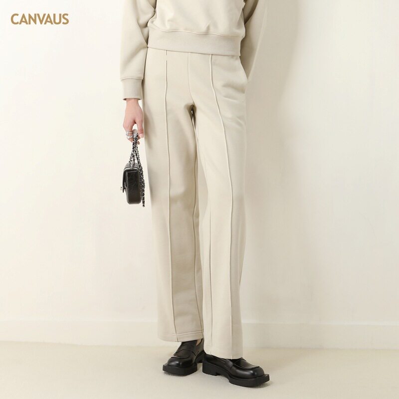 CANVAUS女装新款高级感休闲裤女中腰直筒秋冬百搭显瘦长裤现货