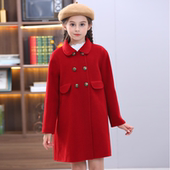 女童双面羊绒大衣2024新款 儿童法式 复古小童中大童英伦双面呢外套
