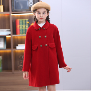 女童双面羊绒大衣2024新款 复古小童中大童英伦双面呢外套 儿童法式