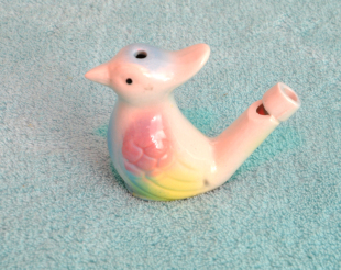 白色陶瓷茶宠摆件 水鸟口哨 灌水音乐布谷鸟趣味玩具80后怀旧经典