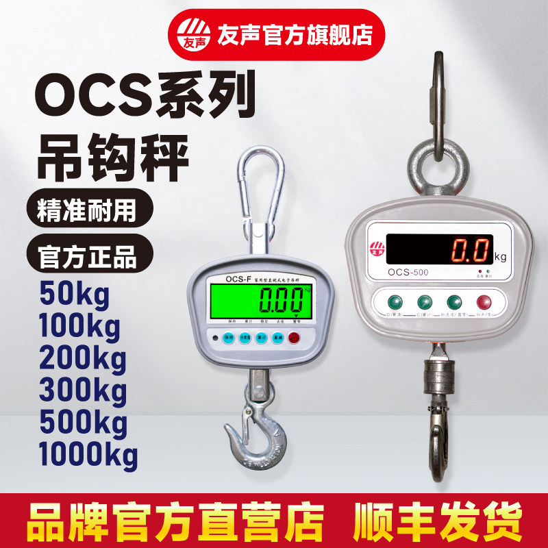 友声100 200 300 500kg公斤1t 吨吊秤电子吊钩秤吊磅挂钩称家用