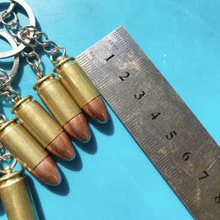 纯铜92 9MM真弹壳钥匙扣空壳实心头吊坠新奇特汽车钥匙链书包装饰